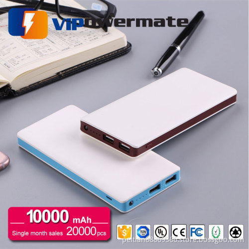 Wholesale factory mobile phone portable slim lithium polymer power bank charger 10000mah